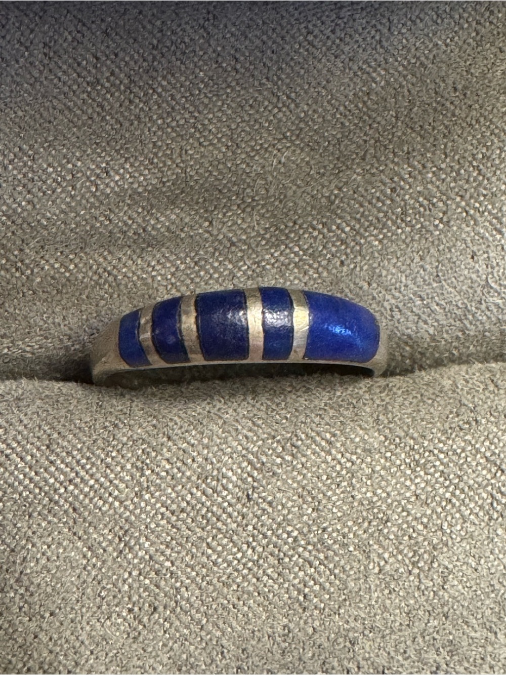 Sterling Silver Lapis Lazuli Inlay Band Ring Size 6.75